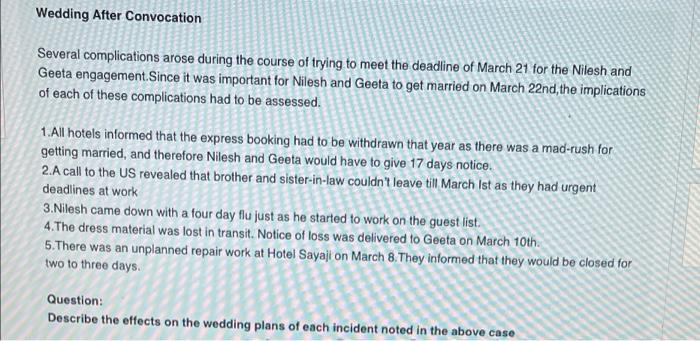 Wedding After Convocation Several complications