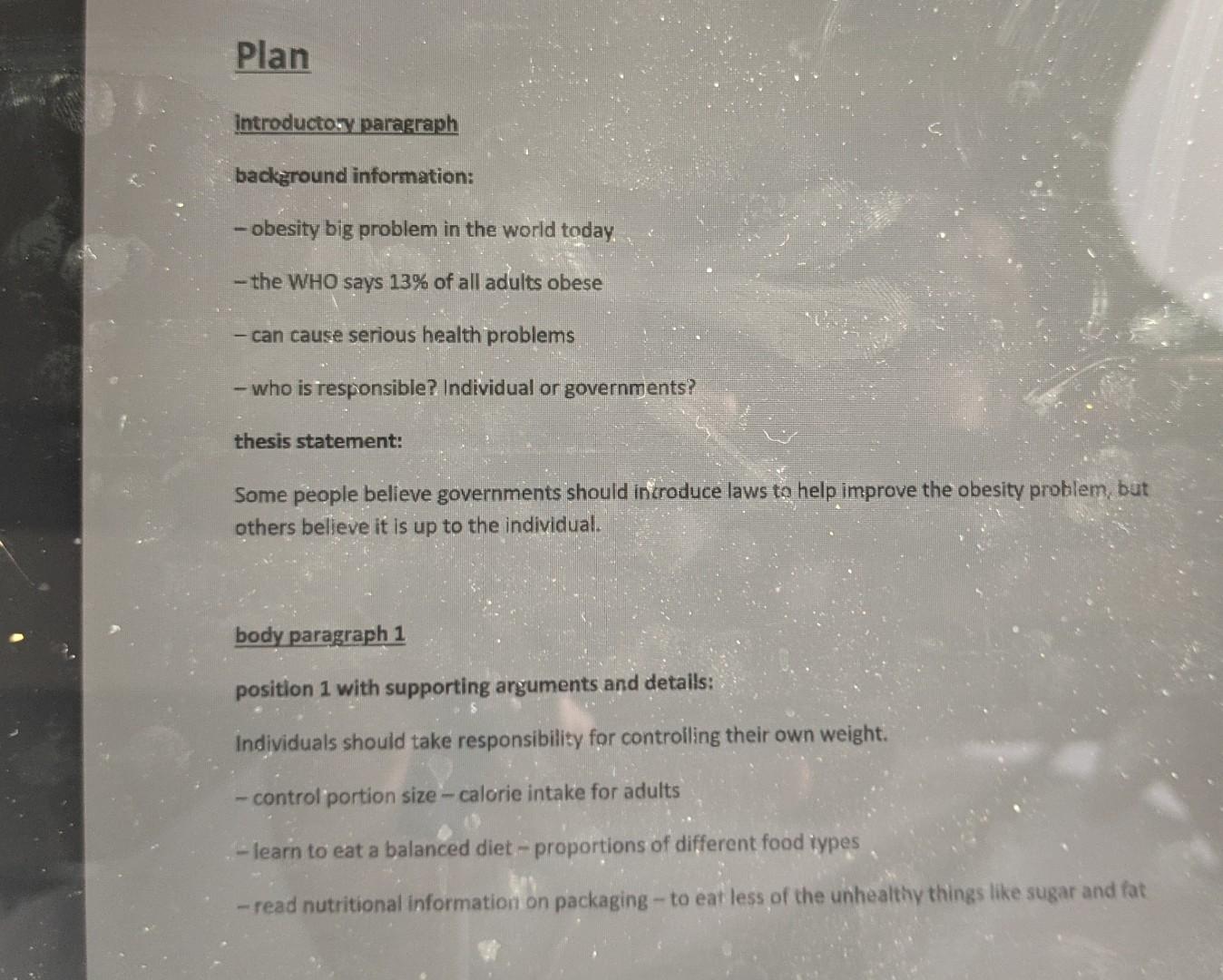 Plan Introductory paragraph background