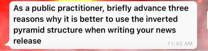 As a public practitioner, briefly advance three