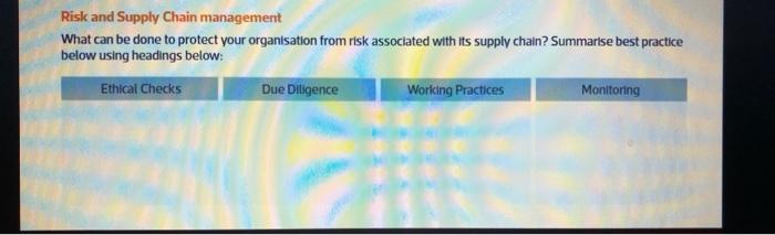 Risk and Supply Chain management What can be done