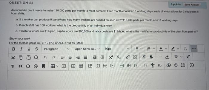 An industrial plant needs to make 110,000 parts