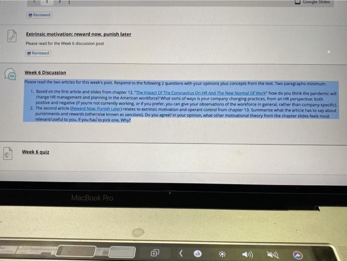 Google Slides Reviewed Extrinsic motivation: