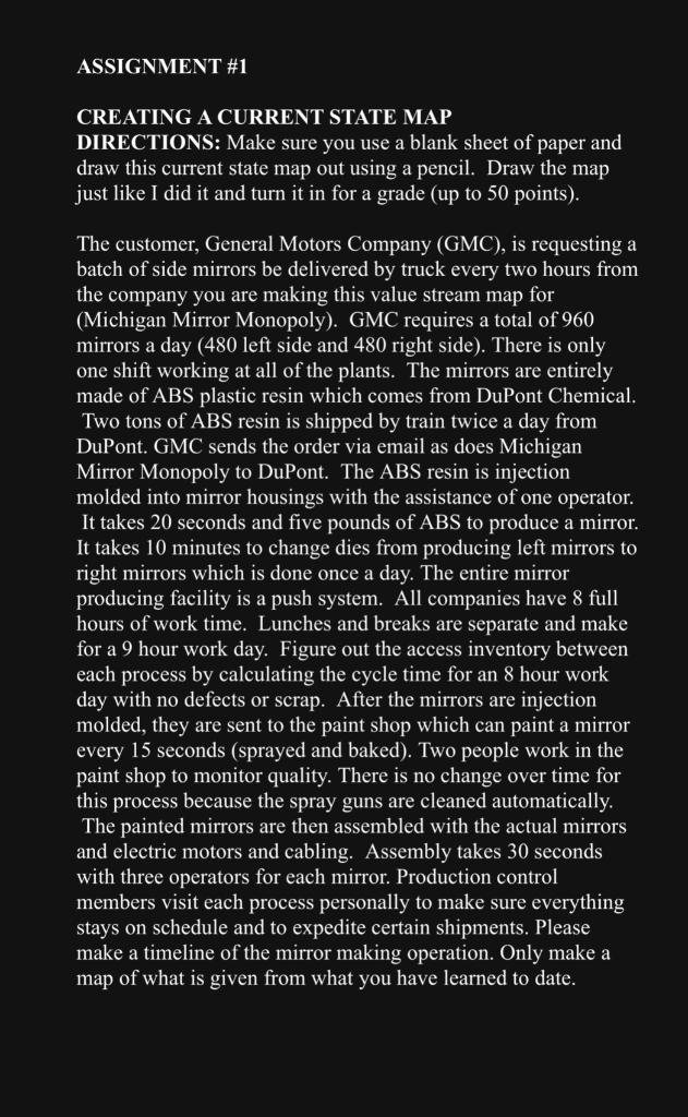 ASSIGNMENT #1 CREATING A CURRENT STATE MAP