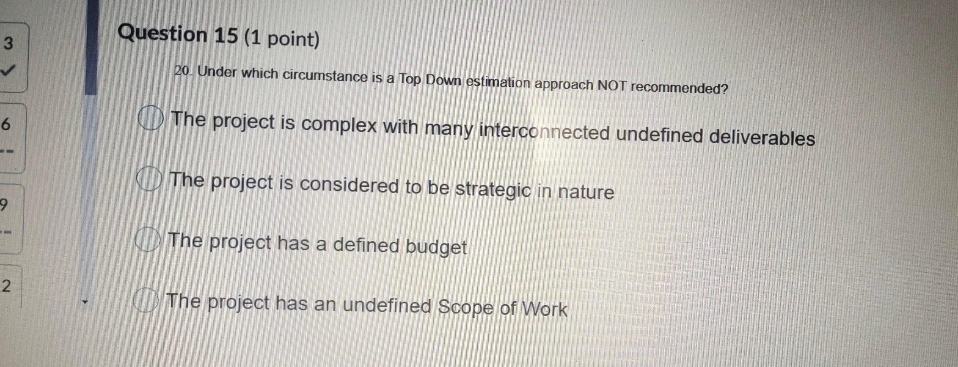 3 Question 15 (1 point) 20. Under which