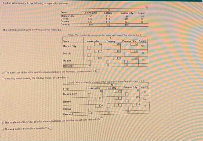 Find an initial solution to the following