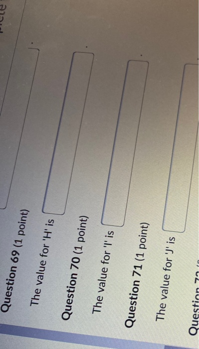 Question 64 (1 point) The value for 'C' is
