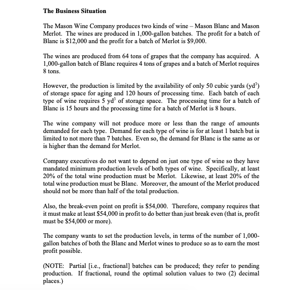 1. Determine the optimal solution with the