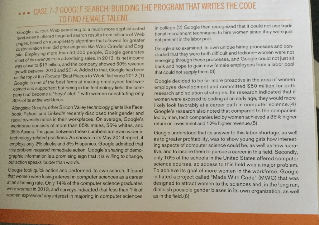 CASE 7-2 GOOGLE SEARCH: BUILDING THE PROGRAM THAT