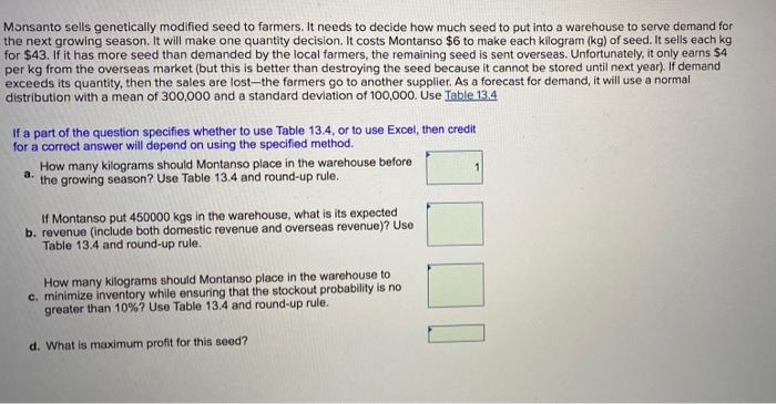 Monsanto sells genetically modified seed to