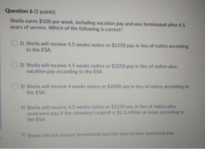 employment law Question 3 (1 point) Vito has been