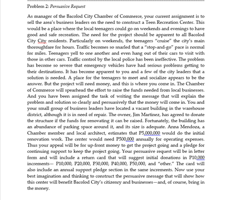 Persuasive Request about: Problem 2: Persuasive