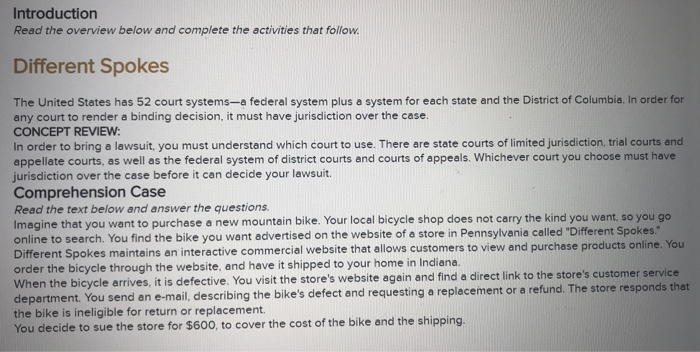 Introduction Read the overview below and complete