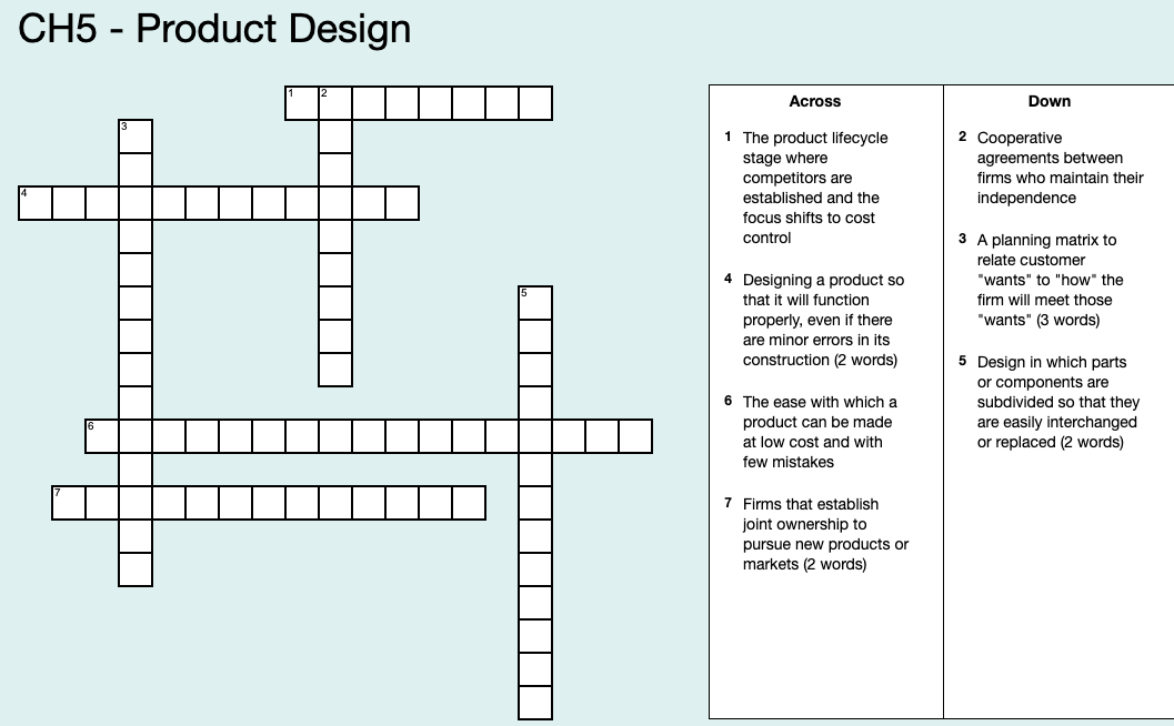 CH5 - Product Design Across Down 1 The product