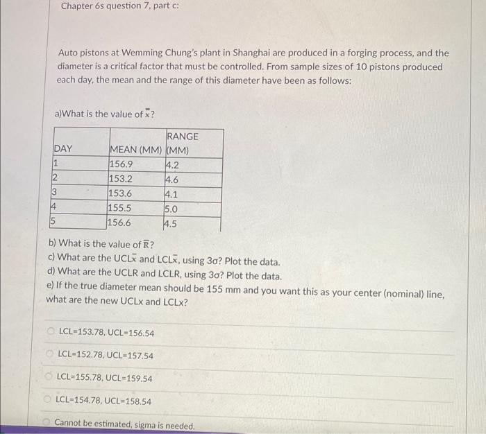 Chapter 6 s question 7, part c: Auto pistons at