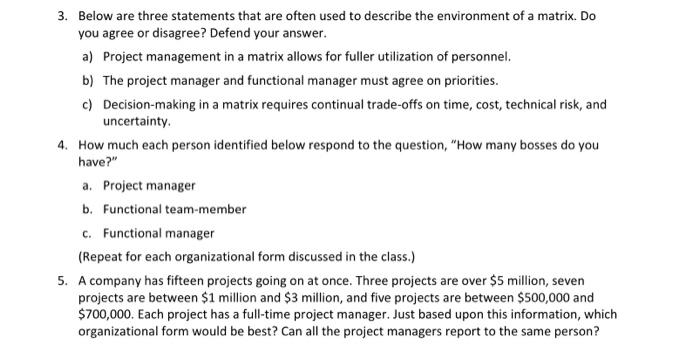 3. Below are three statements that are often used