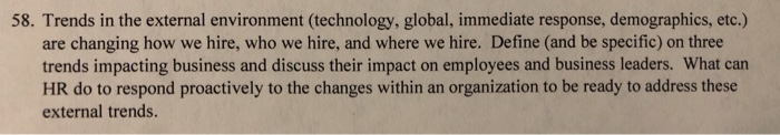 58. Trends in the external environment