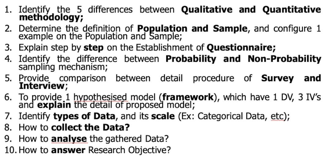 1. Identify the 5 differences between Qualitative