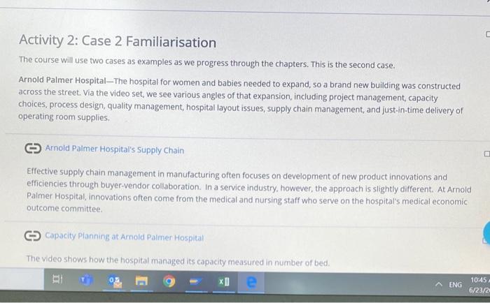 Activity 2: Case 2 Familiarisation The course