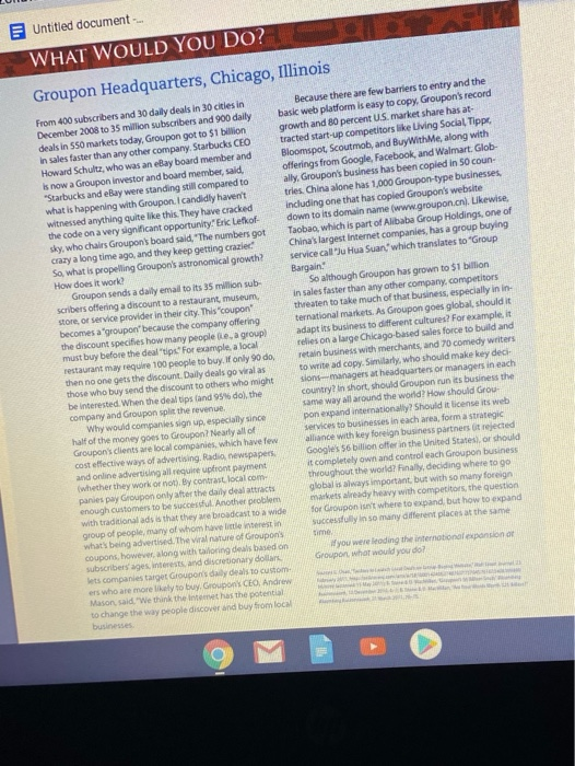 Untitled document - WHAT WOULD YOU DO? Groupon