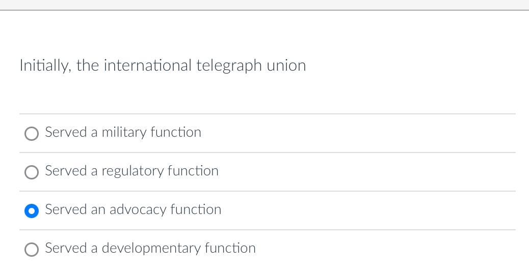 Initially, the international telegraph union
