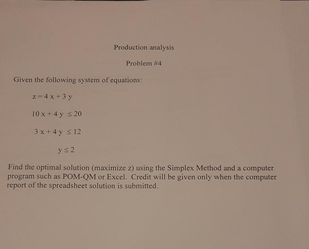find the optimal solution (maximize z) using