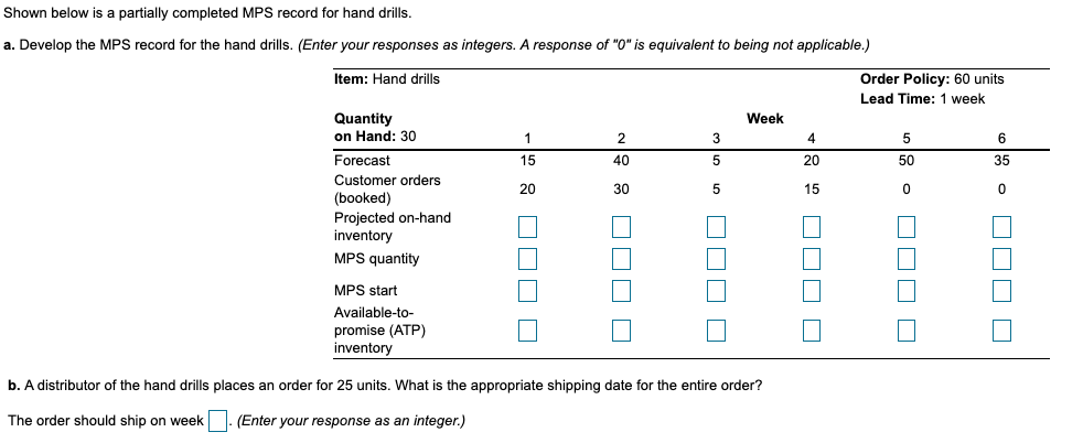 Shown below is a partially completed MPS record