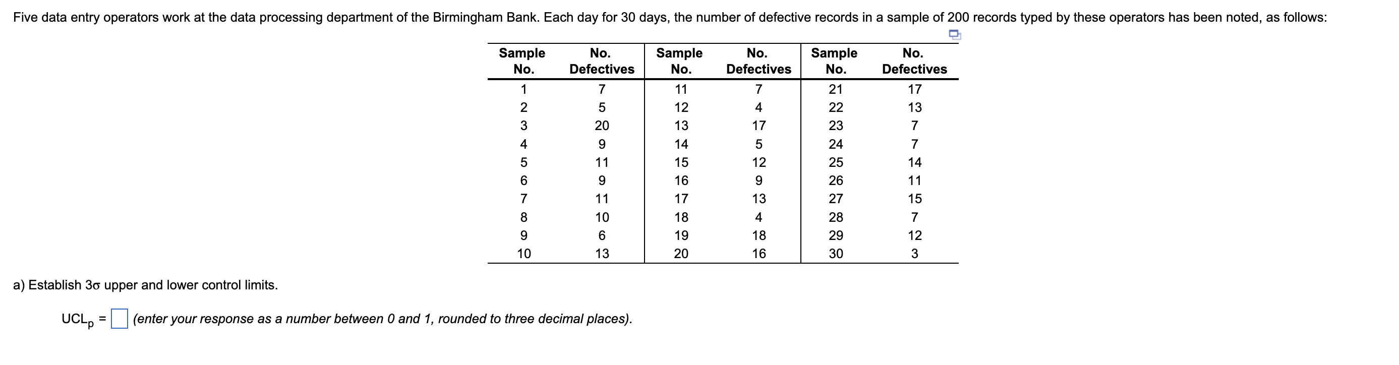 Five data entry operators work at the data