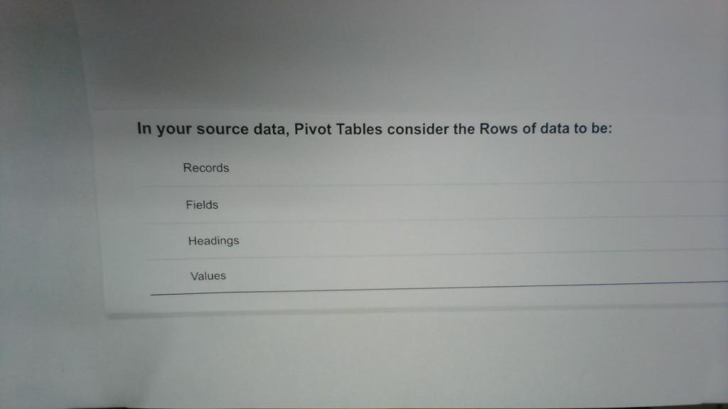 In your source data, Pivot Tables consider the