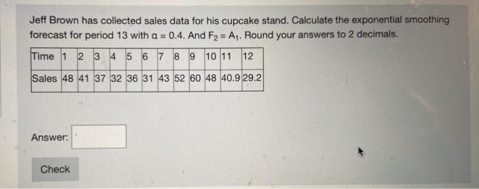 Jeff Brown has collected sales data for his