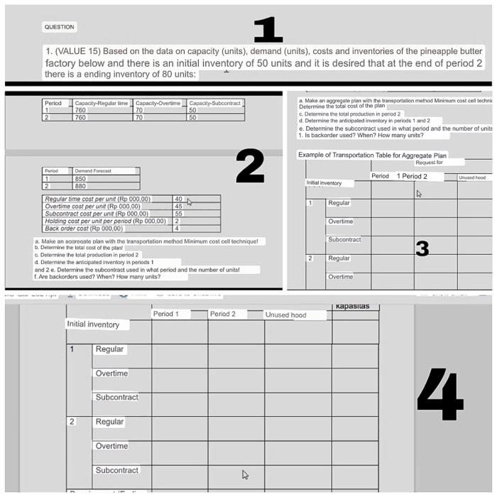 QUESTION 1 1. (VALUE 15) Based on the data on