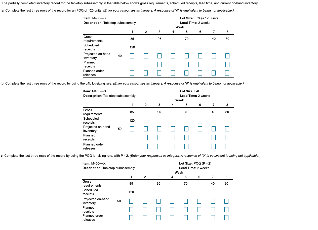 3 7 The partially completed inventory record for