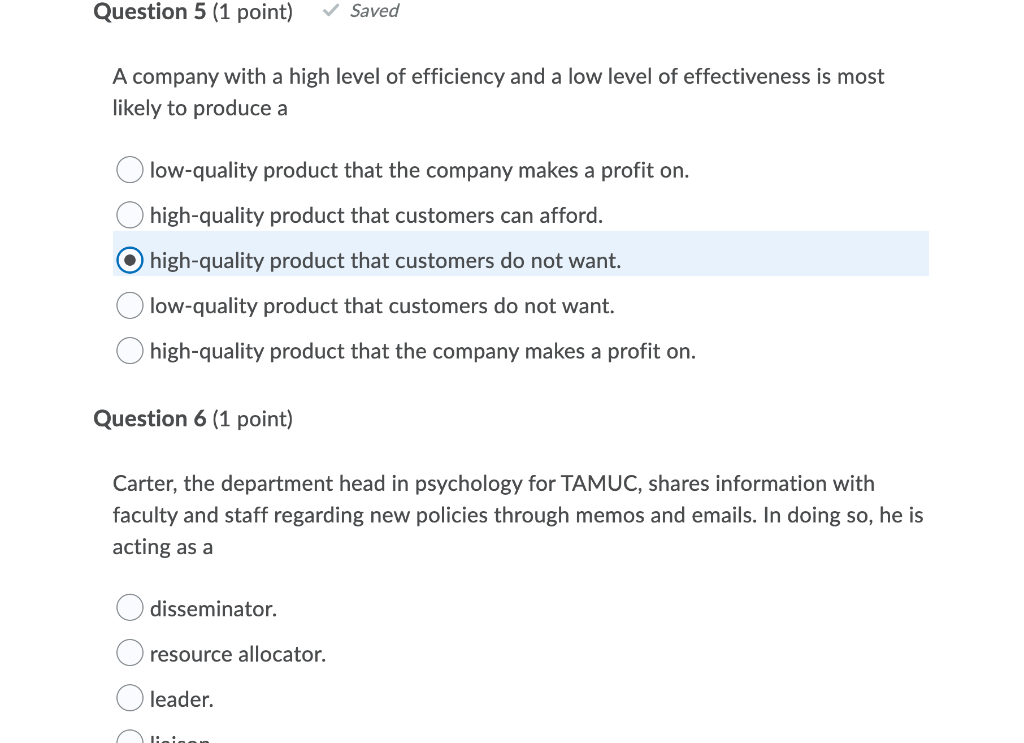 Question 1 (1 point) As a manager at Hewlett