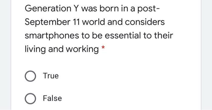 Generation Y was born in a post- September 11