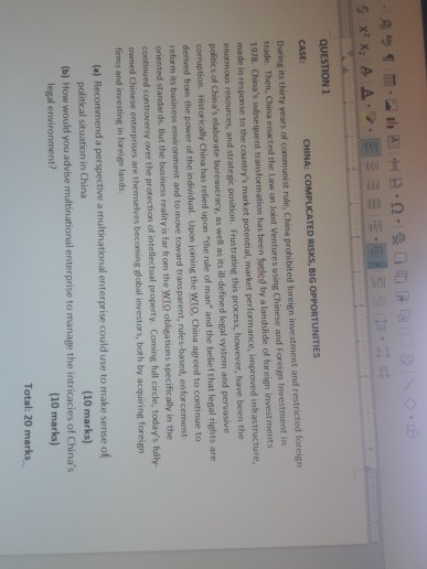 5XX AA QUESTION 1 CASE CHINA: COMPLICATED RISKS,