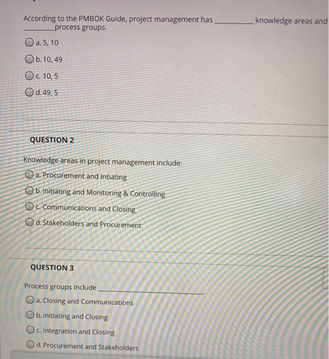 knowledge areas and According to the PMBOK Guide,