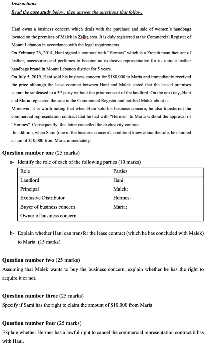 Instructions: Read the case study below, then