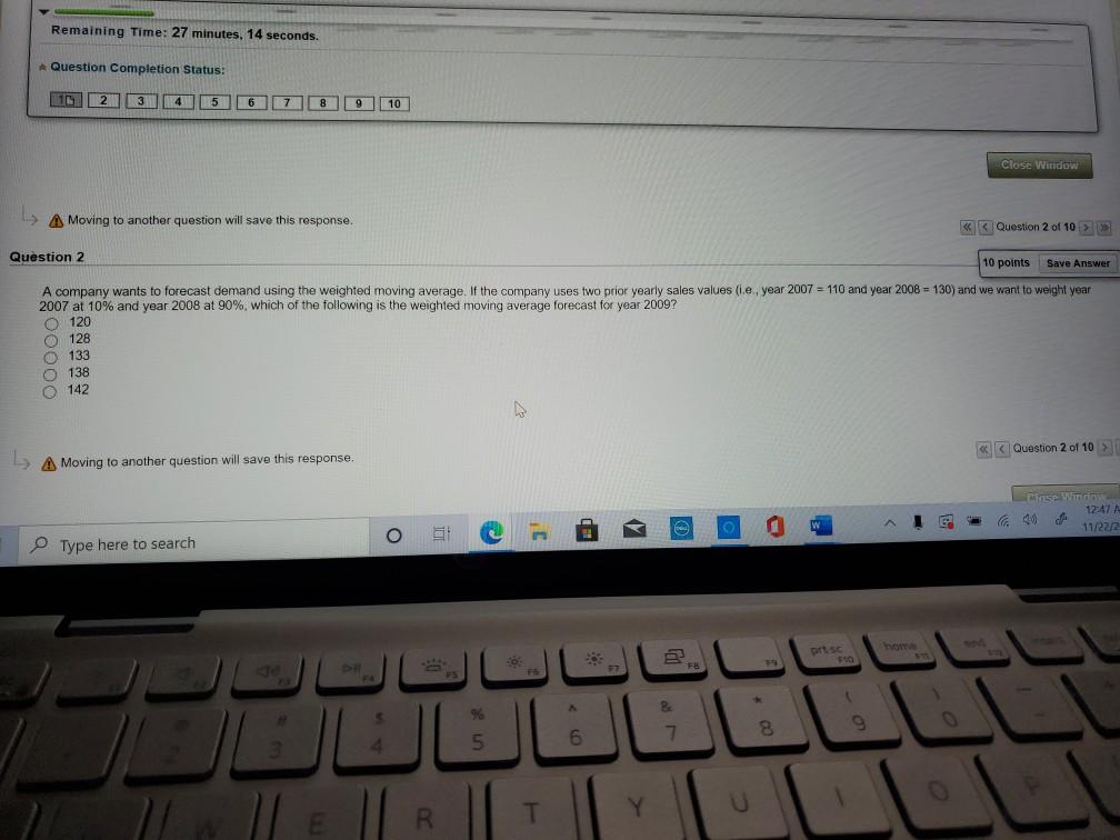 Remaining Time: 27 minutes, 14 seconds. Question