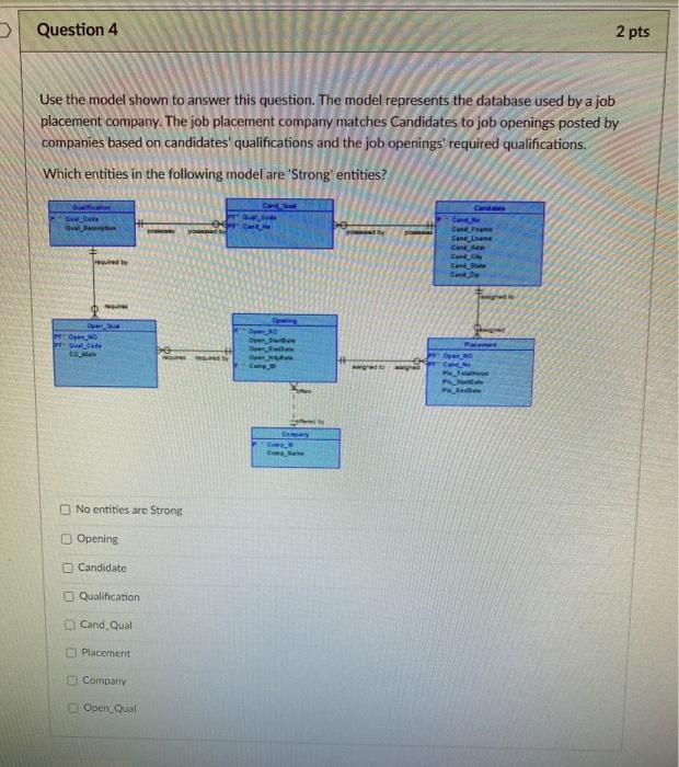 please answer accordingly >> Question 4 2 pts Use