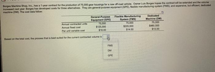 -Based on the total cost, the process that is