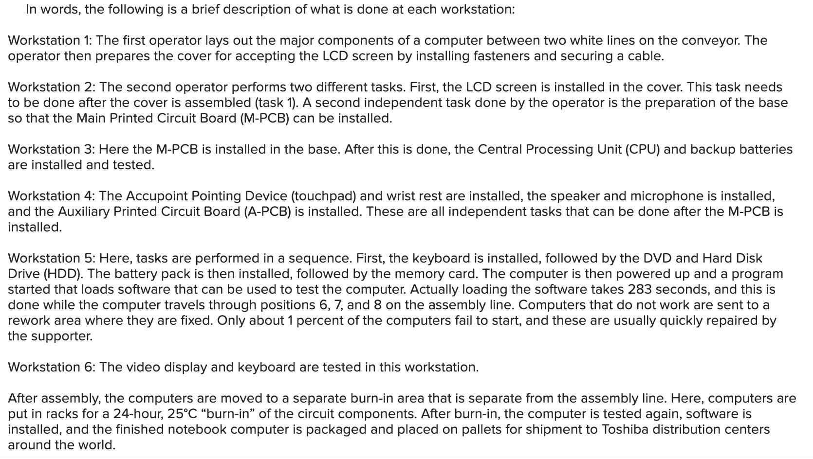 Toshiba's Notebook Computer Assembly Line