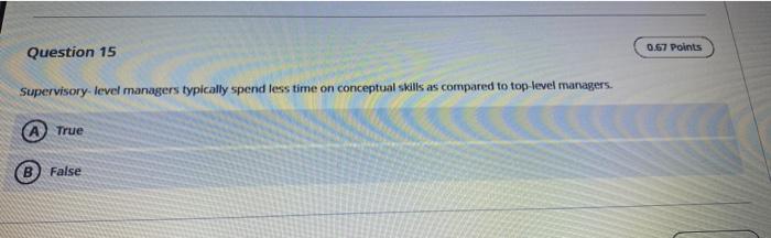 0.67 Points Question 15 Supervisory-level