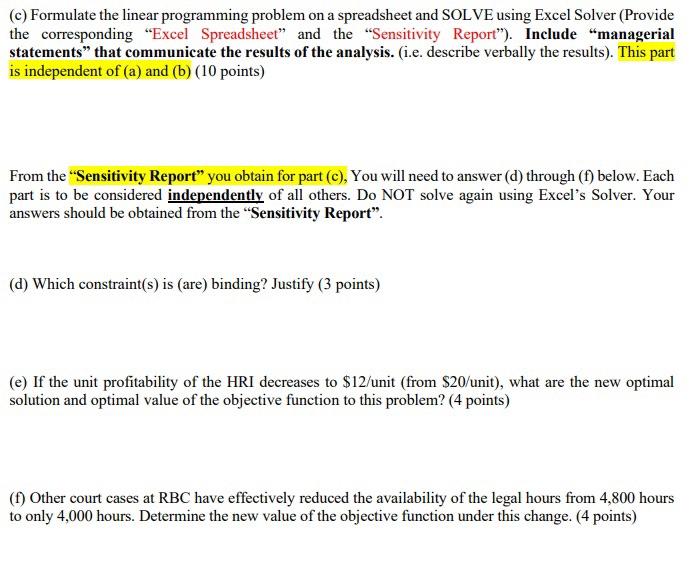 QUESTION 1: LP Formulation, Sensitivity Analysis