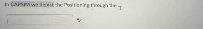 In CAPSIM we depict the Positioning through the A