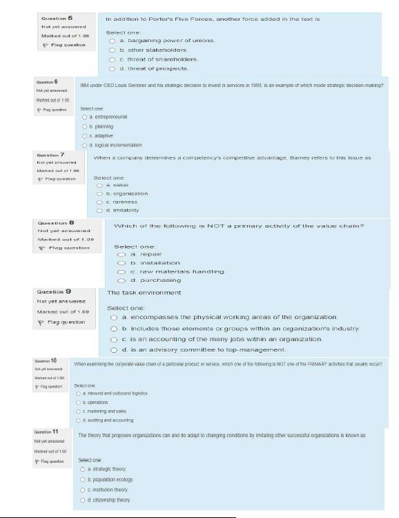 undefined Que 5 In addition to Portor's Five