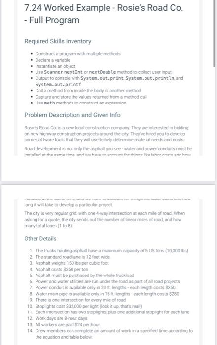 7.24 Worked Example - Rosie's Road Co. - Full
