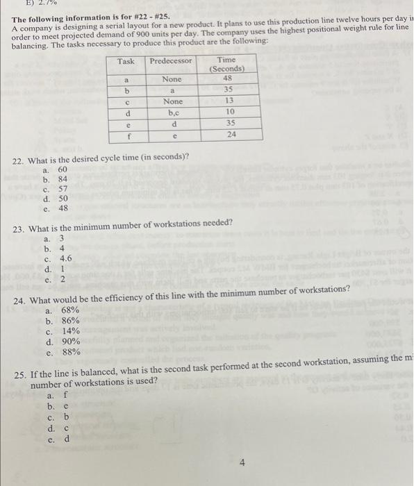 please help E) 1% The following information is