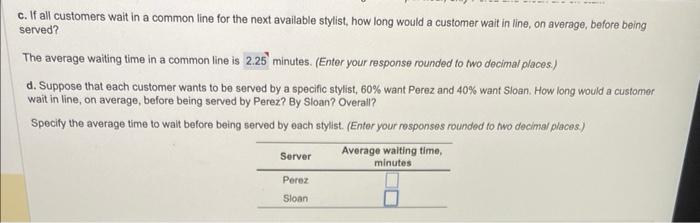 Only need answer for question d c. If all