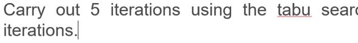 Q. Carry out 5 iterations using the tabu search