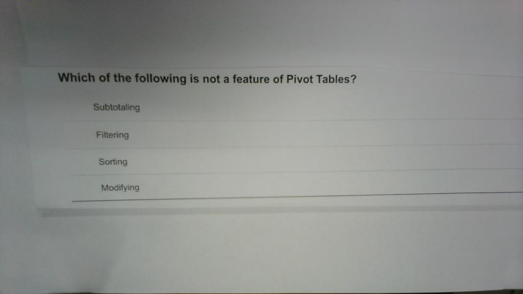 Which of the following is not a feature of Pivot