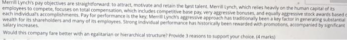 Merrill Lynch's pay objectives are